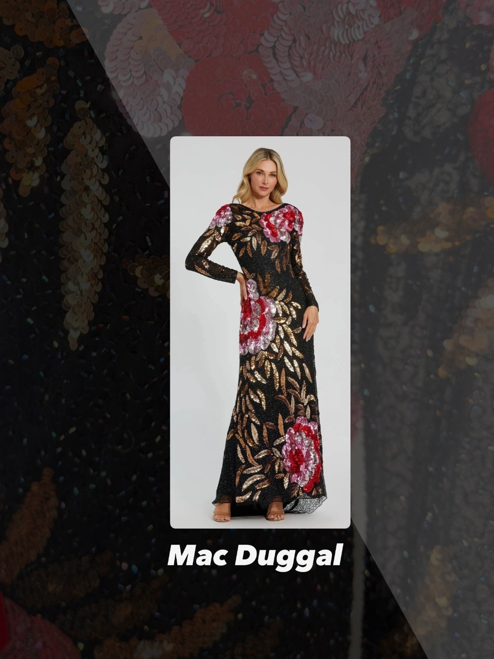 NWT Mac Duggal Floral Backless Gown